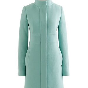 J Crew Double Cloth Funnel Size 4 Green Wool Coat